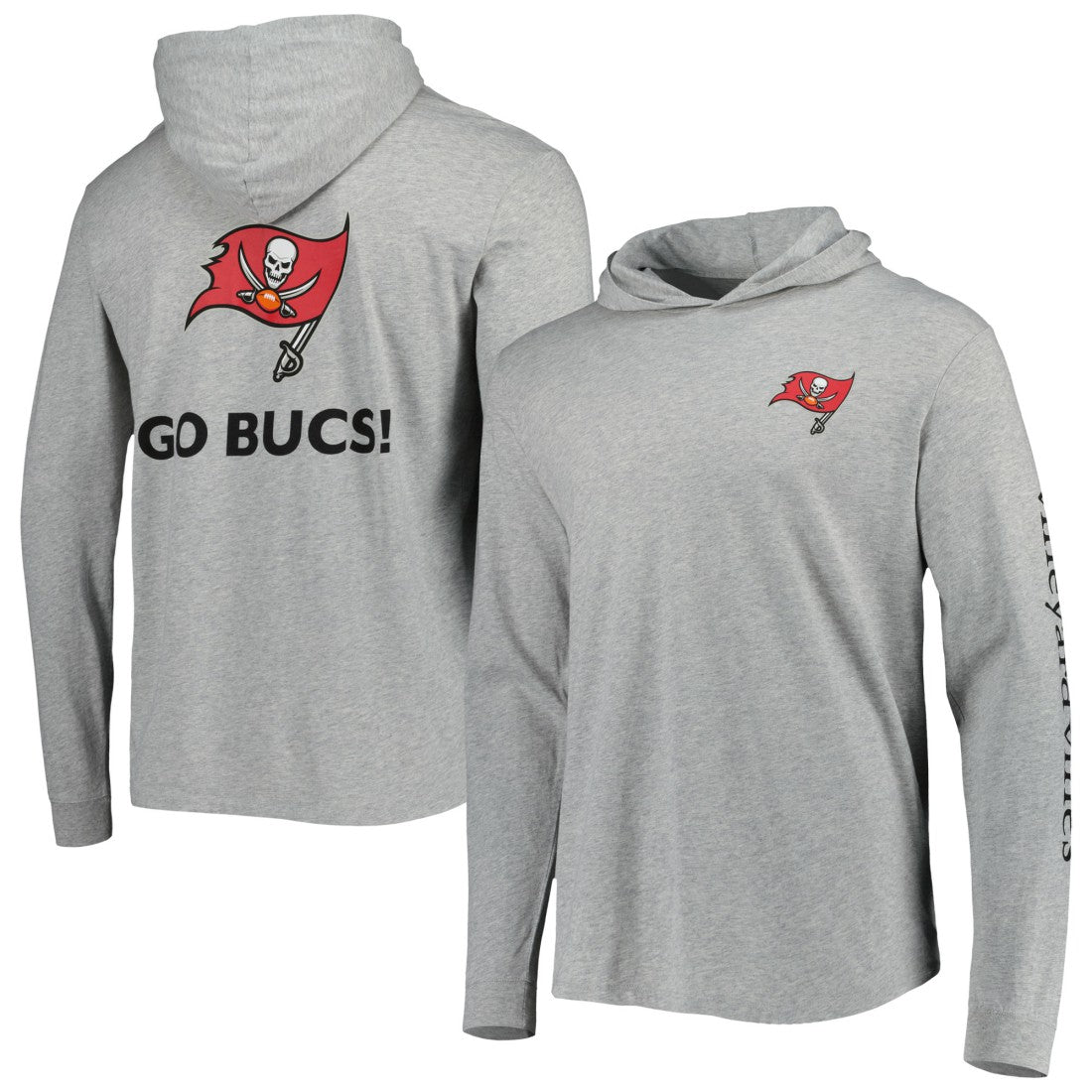 Tampa Bay Buccaneers Vineyard Vines Local Long Sleeve Hoodie T-Shirt - Heathered Gray - NFL