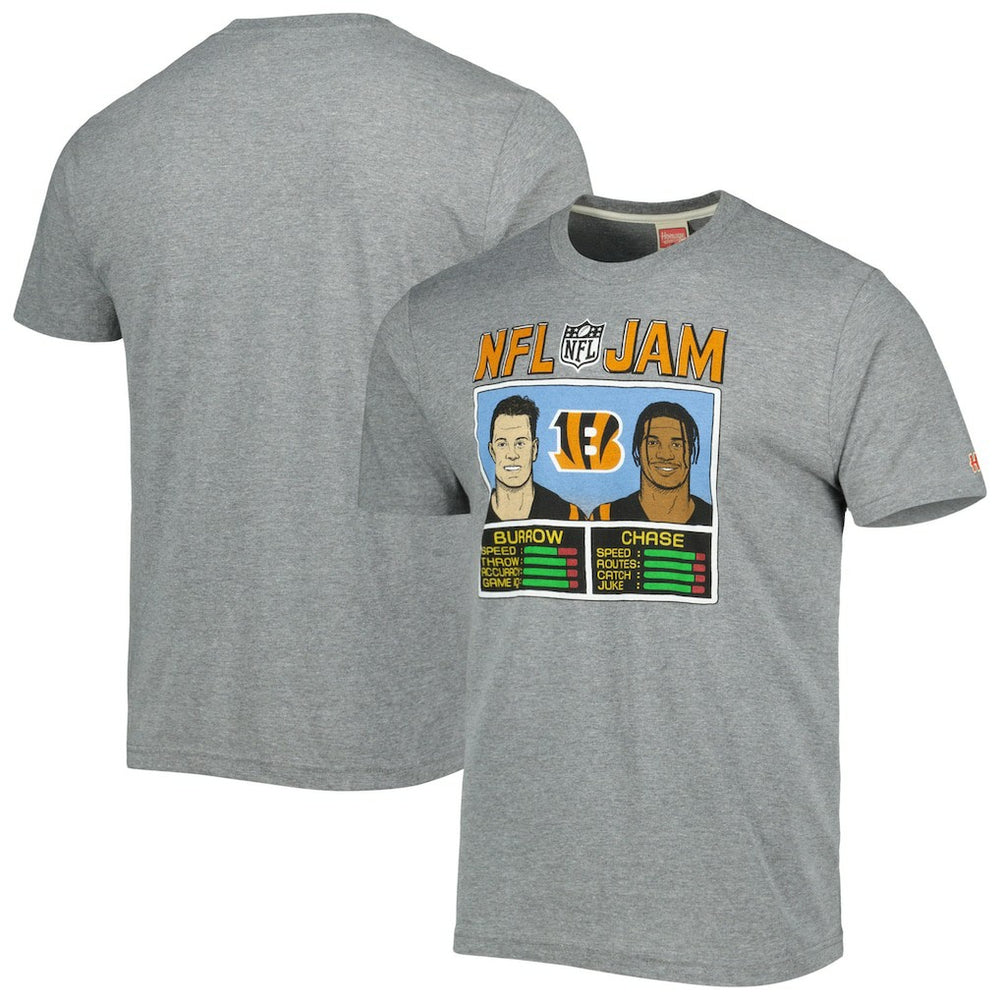 Ja'Marr Chase & Joe Burrow Cincinnati Bengals Homage Unisex NFL Jam Tri-Blend T-Shirt - Heather Gray - NFL