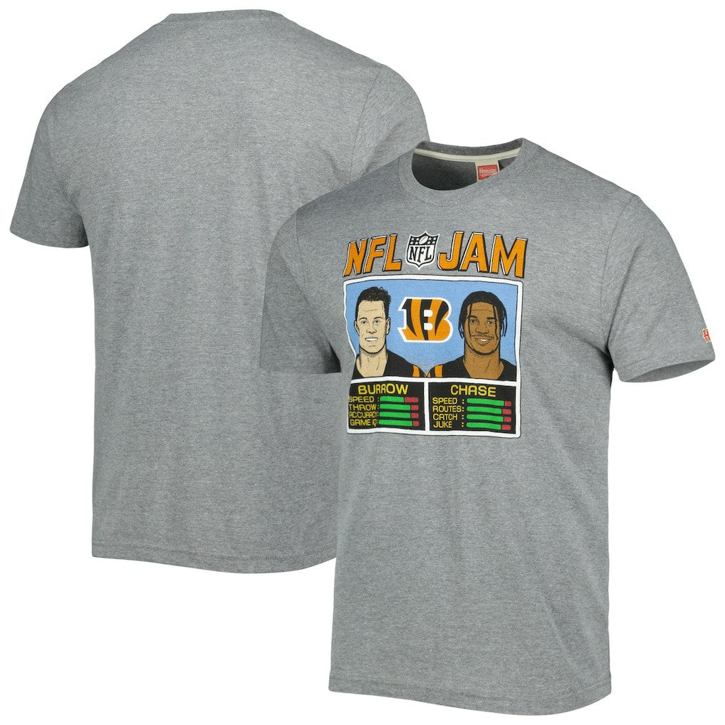 Ja'Marr Chase & Joe Burrow Cincinnati Bengals Homage Unisex NFL Jam Tri-Blend T-Shirt - Heather Gray - NFL