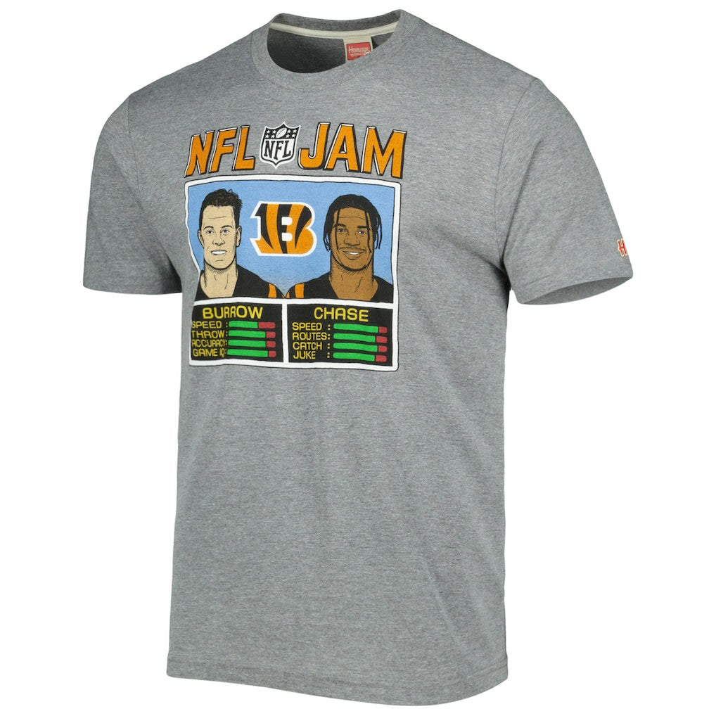 Ja'Marr Chase & Joe Burrow Cincinnati Bengals Homage Unisex NFL Jam Tri-Blend T-Shirt - Heather Gray - NFL