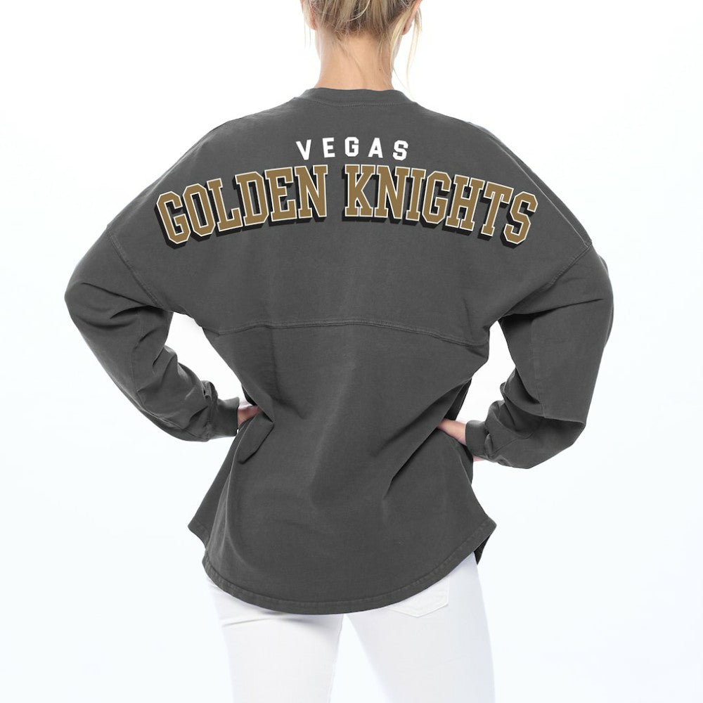 Vegas Golden Knights Fanatics Women's Spirit Lace-Up V-Neck Long Sleeve Jersey T-Shirt - Charcoal | Fanatics Clearance