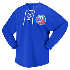 New York Islanders Fanatics Women's Spirit Lace-Up V-Neck Long Sleeve Jersey T-Shirt - Royal | Fanatics Lifestyle