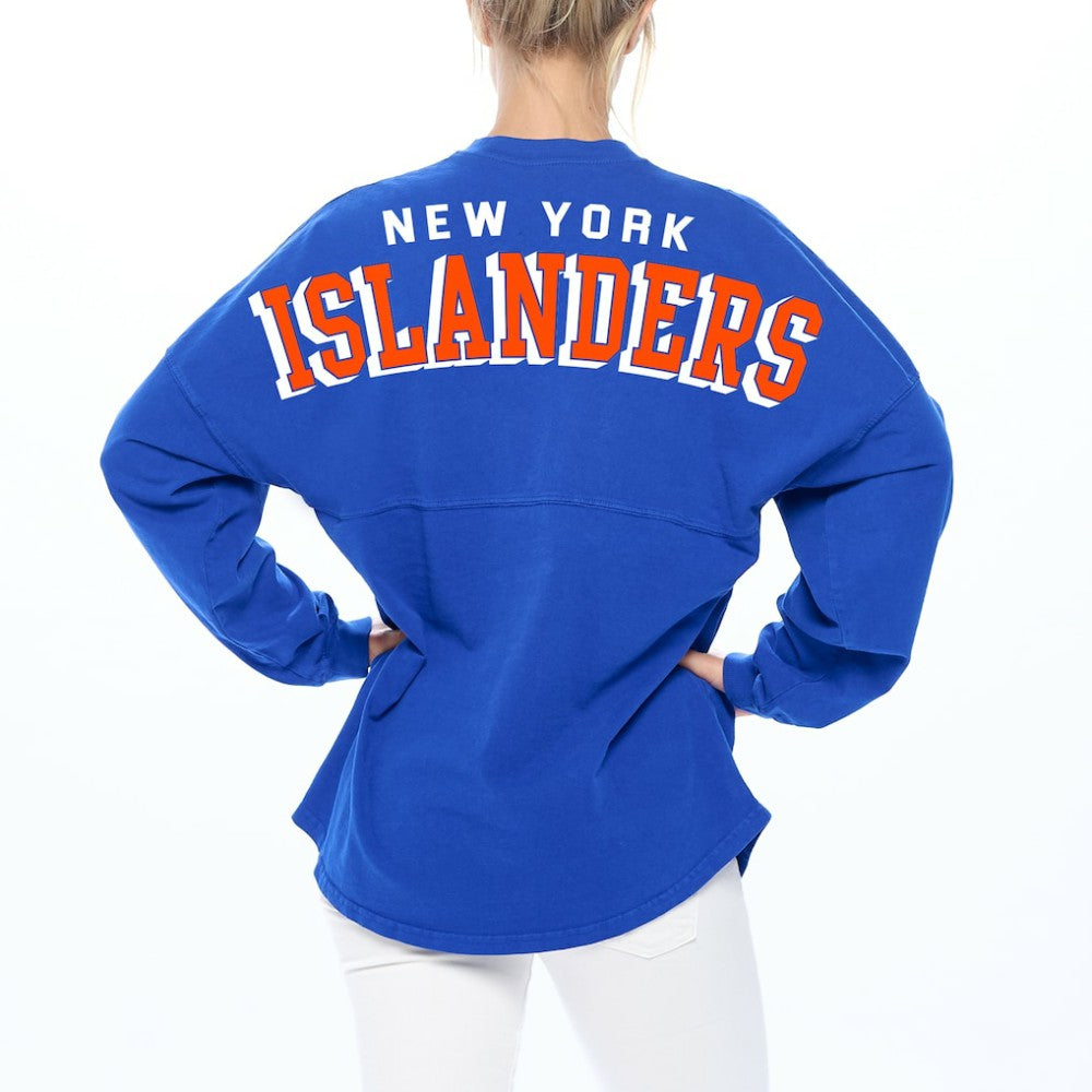 New York Islanders Fanatics Women's Spirit Lace-Up V-Neck Long Sleeve Jersey T-Shirt - Royal | Fanatics Lifestyle