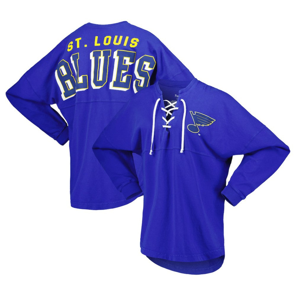 St. Louis Blues Fanatics Women's Spirit Lace-Up V-Neck Long Sleeve Jersey T-Shirt - Blue | Fanatics sale