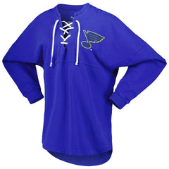 St. Louis Blues Fanatics Women's Spirit Lace-Up V-Neck Long Sleeve Jersey T-Shirt - Blue | Fanatics sale