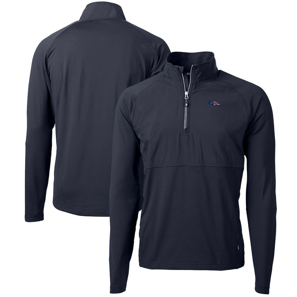 Denver Broncos Cutter & Buck Adapt Eco Knit Hybrid Recycled Quarter-Zip Pullover Top - Navy - NFL