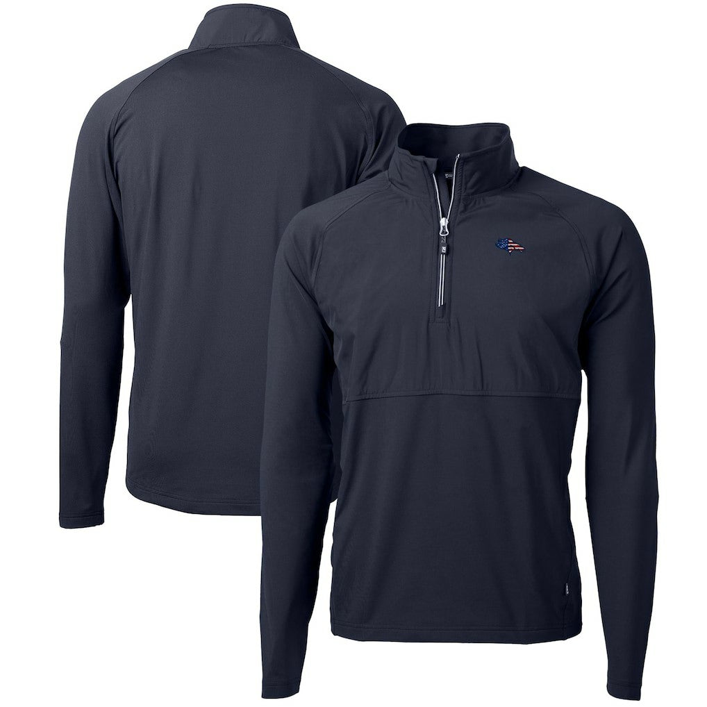 Denver Broncos Cutter & Buck Adapt Eco Knit Hybrid Recycled Quarter-Zip Pullover Top - Navy - NFL