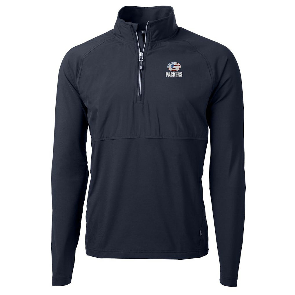 Green Bay Packers Cutter & Buck Adapt Eco Knit Hybrid Recycled Quarter-Zip Pullover Top - Navy - NFL