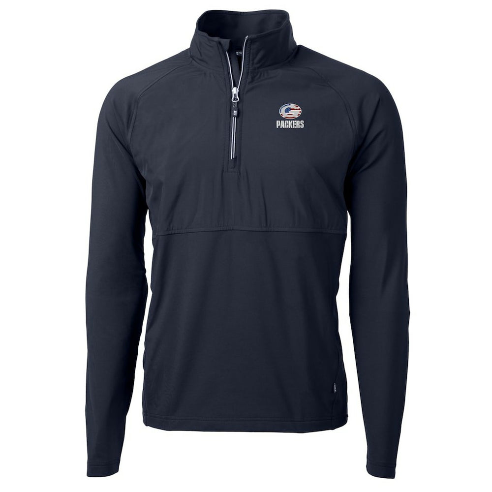 Green Bay Packers Cutter & Buck Adapt Eco Knit Hybrid Recycled Quarter-Zip Pullover Top - Navy - NFL