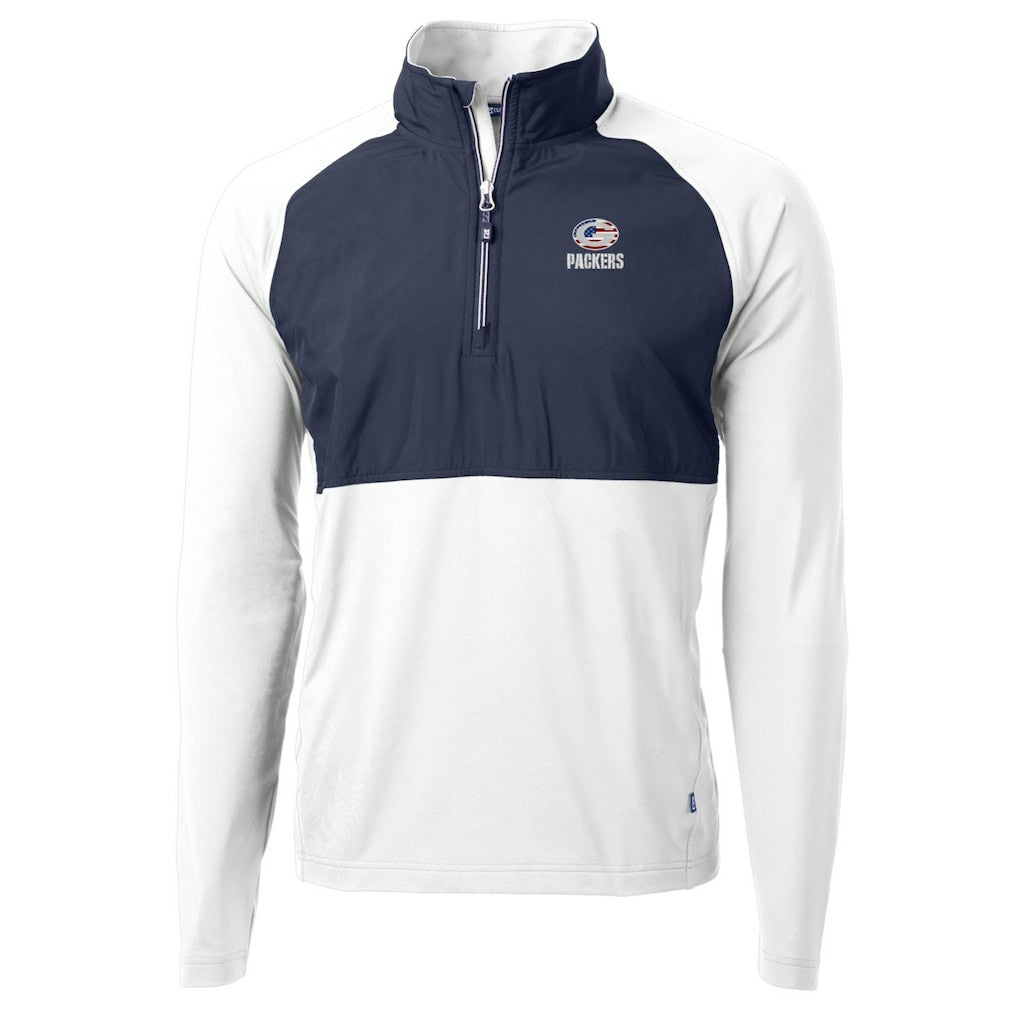 Green Bay Packers Cutter & Buck Adapt Eco Knit Hybrid Recycled Quarter-Zip Pullover Top - White - NFL