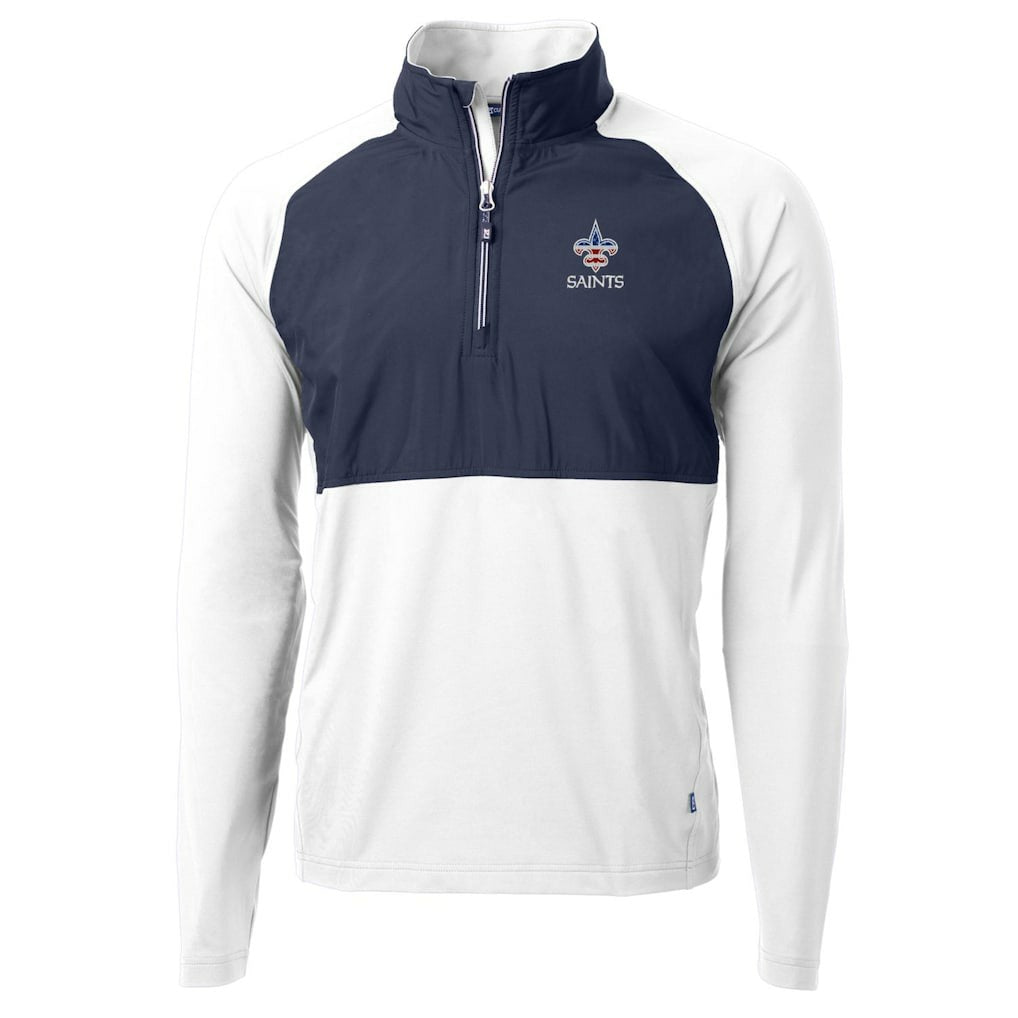 New Orleans Saints Cutter & Buck Adapt Eco Knit Hybrid Recycled Quarter-Zip Pullover Top - White - NFL