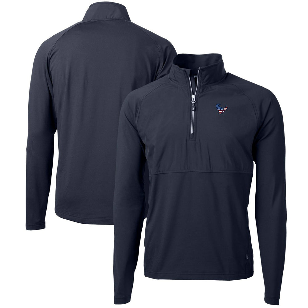 Houston Texans Cutter & Buck Adapt Eco Knit Hybrid Recycled Quarter-Zip Pullover Top - Navy - NFL