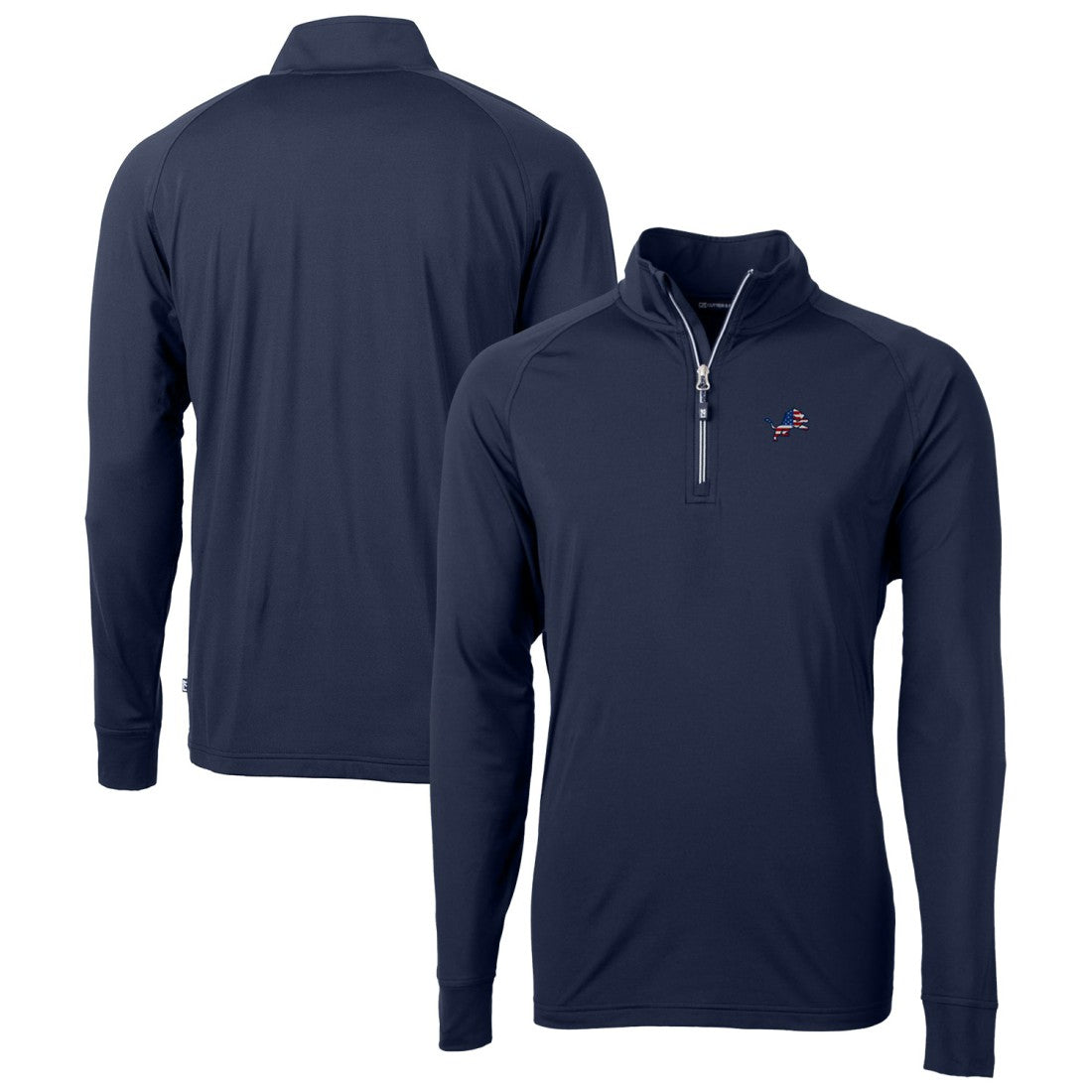 Detroit Lions Cutter & Buck Team Adapt Eco Knit Hybrid Recycled Quarter-Zip Pullover Top - Navy - NFL