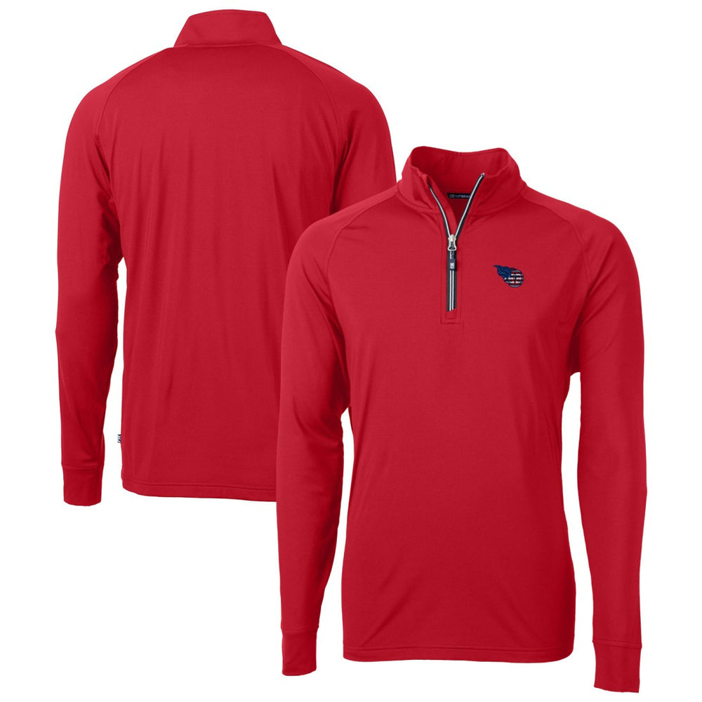 Tennessee Titans Cutter & Buck Team Adapt Eco Knit Hybrid Recycled Quarter-Zip Pullover Top - Red - NFL