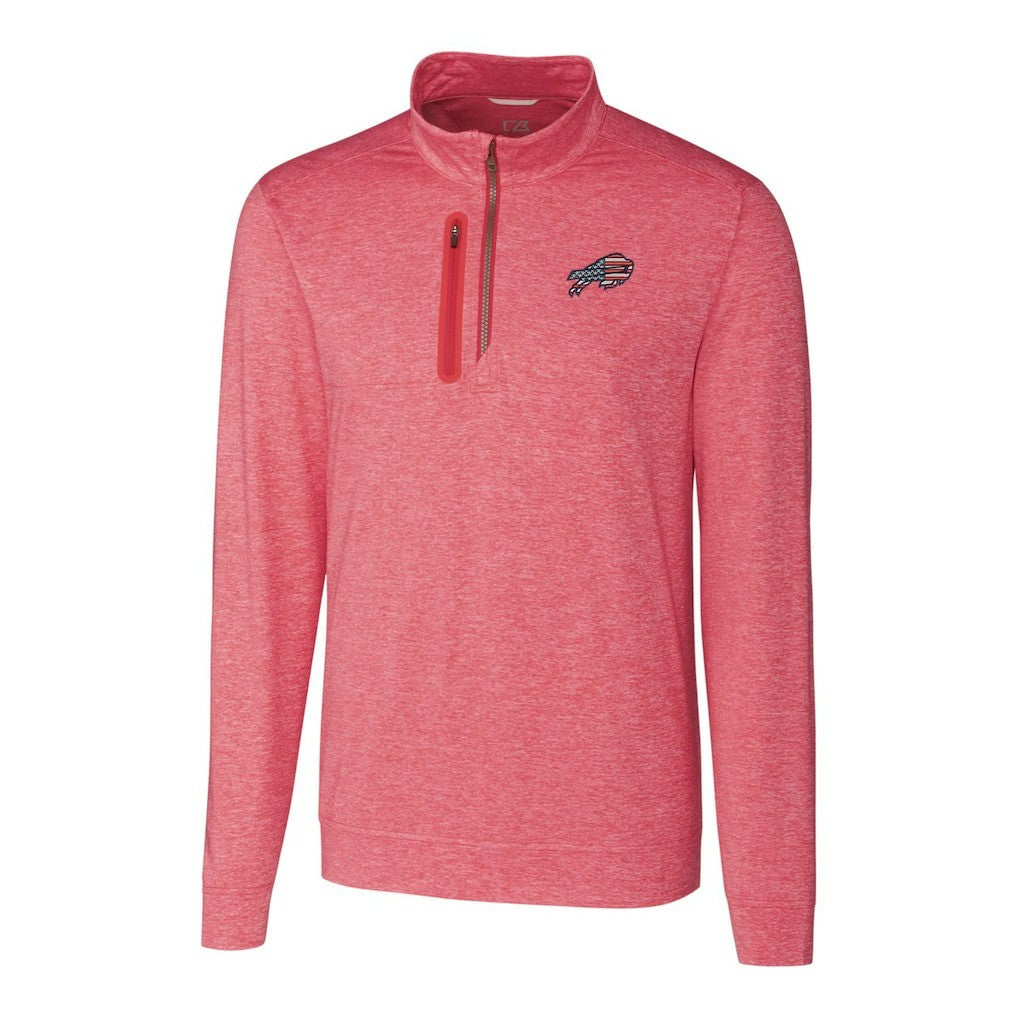 Buffalo Bills Cutter & Buck Americana Stealth Quarter-Zip Pullover Top - Red - NFL