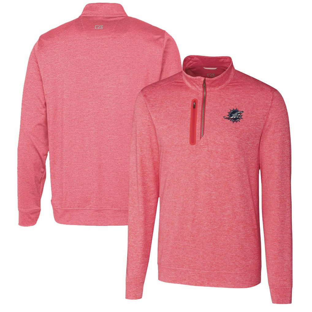 Miami Dolphins Cutter & Buck Stealth Quarter-Zip Pullover Top - Heathered Cardinal - NFL