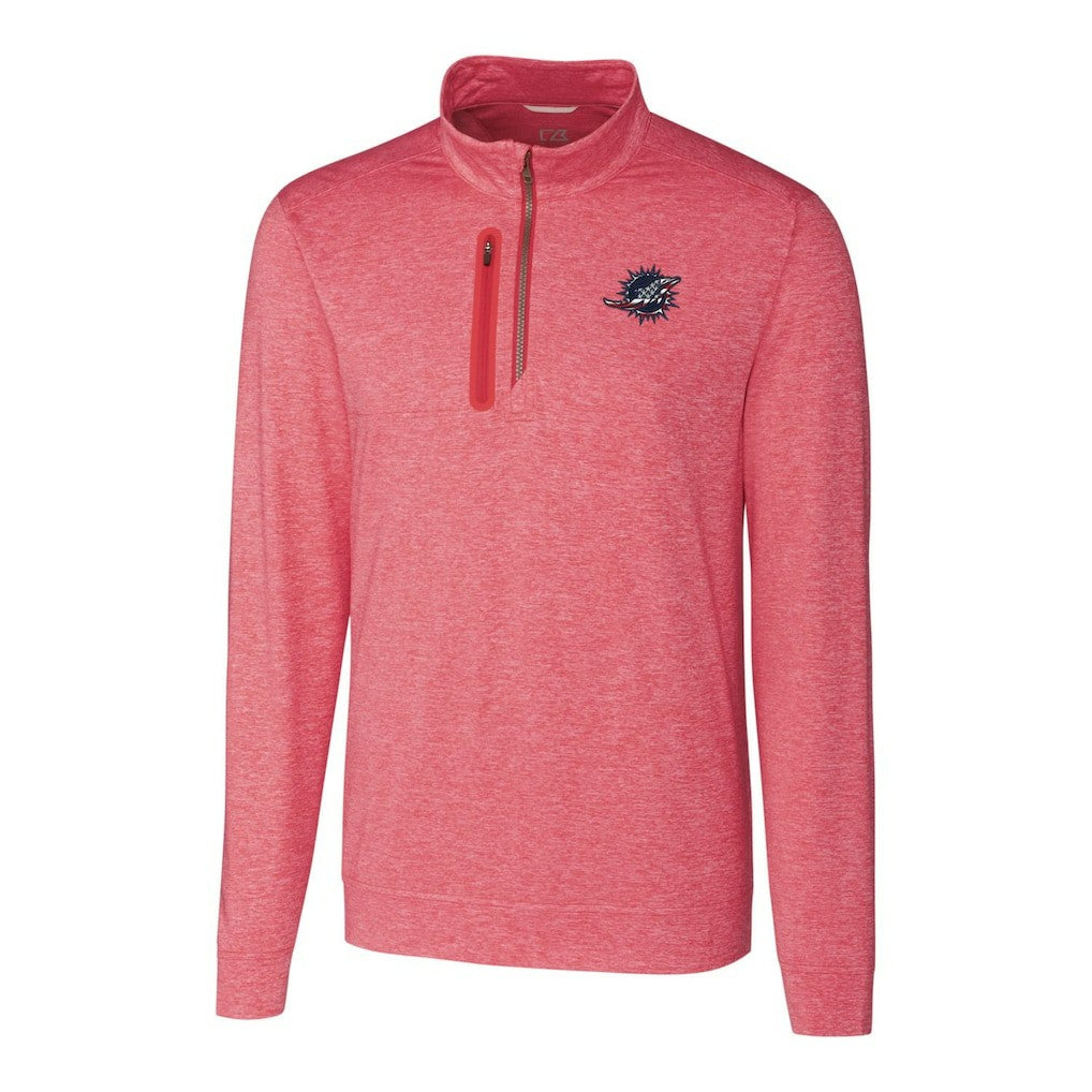 Miami Dolphins Cutter & Buck Stealth Quarter-Zip Pullover Top - Heathered Cardinal - NFL