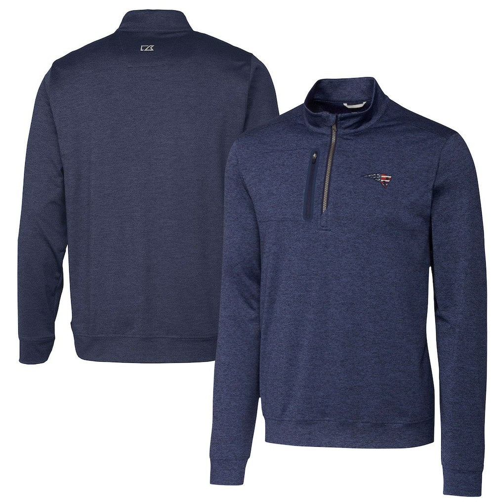 New England Patriots Cutter & Buck Stealth Quarter-Zip Pullover Top - Heathered Navy - NFL