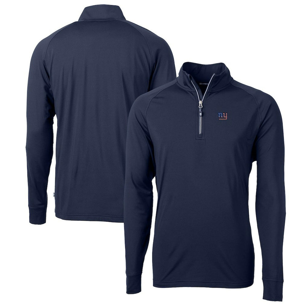 New York Giants Cutter & Buck Big & Tall Adapt Eco Knit Stretch Recycled Quarter-Zip Pullover Top - Navy - NFL