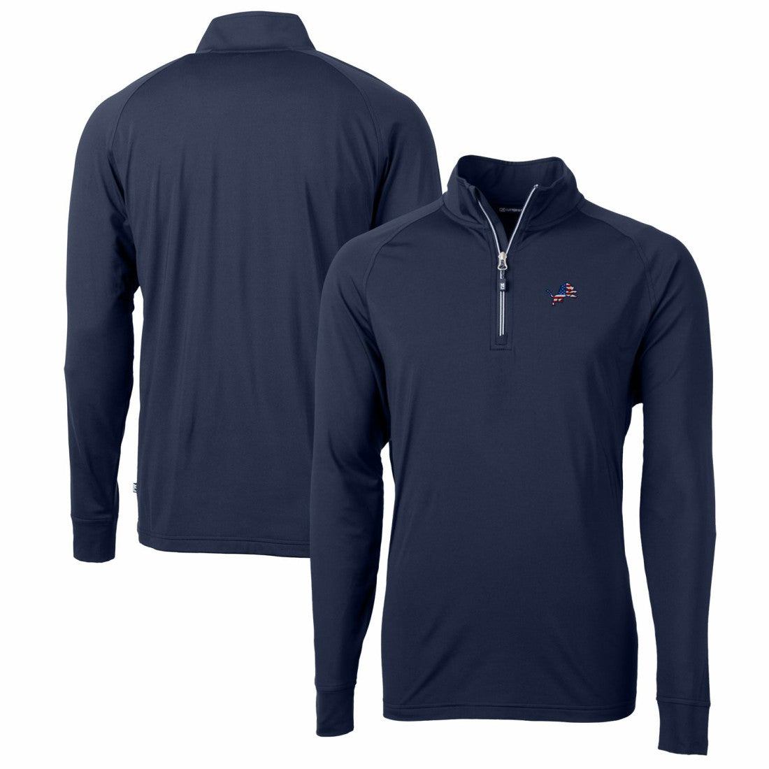 Detroit Lions Cutter & Buck Big & Tall Adapt Eco Knit Stretch Recycled Quarter-Zip Pullover Top - Navy - NFL
