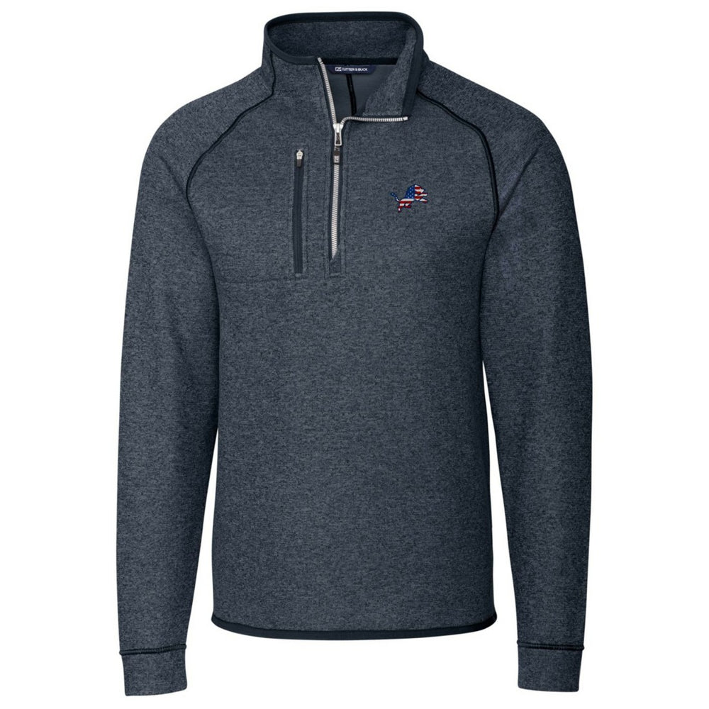 Detroit Lions Cutter & Buck Big & Tall Mainsail Sweater Knit Half-Zip Pullover Jacket - Heathered Navy - NFL