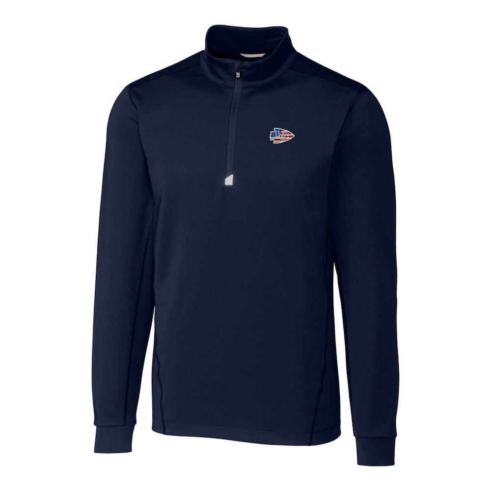 Kansas City Chiefs Cutter & Buck Big & Tall Traverse Stretch Quarter-Zip Pullover Top - Navy - NFL