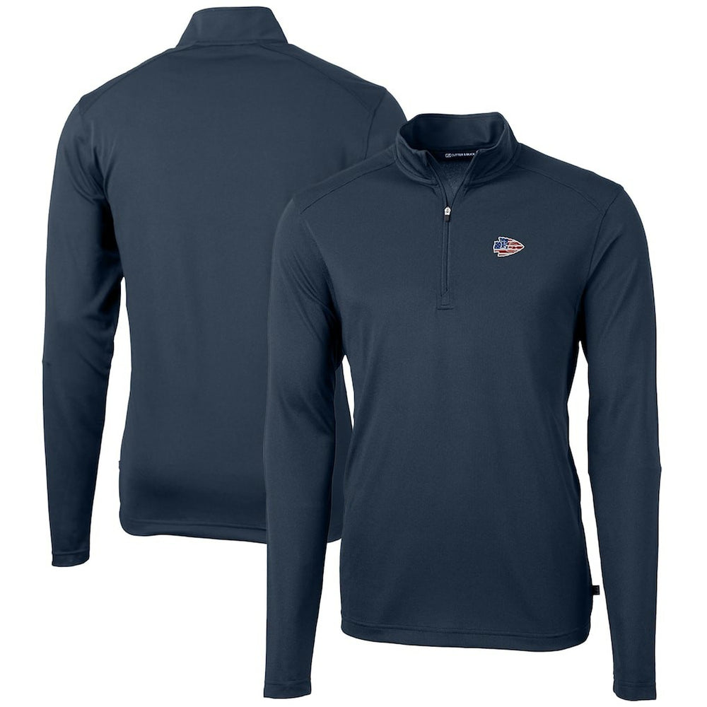Kansas City Chiefs Cutter & Buck Big & Tall Virtue Eco Pique Recycled Quarter-Zip Jacket - Navy - NFL