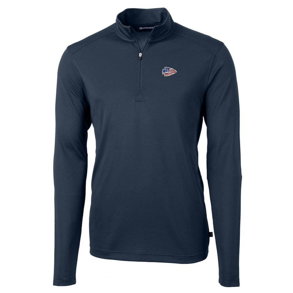 Kansas City Chiefs Cutter & Buck Big & Tall Virtue Eco Pique Recycled Quarter-Zip Jacket - Navy - NFL