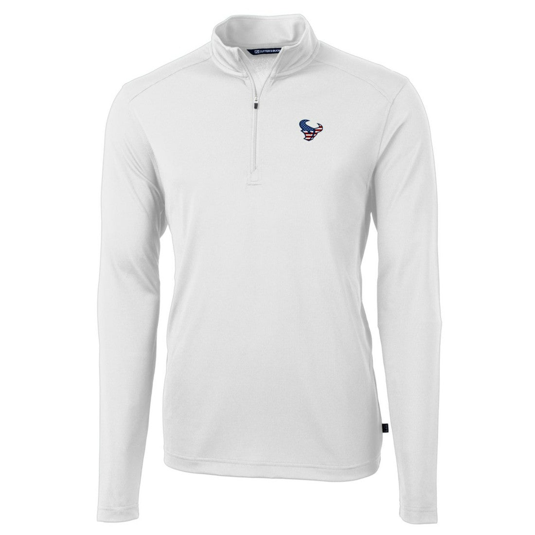 Houston Texans Cutter & Buck Big & Tall Virtue Eco Pique Recycled Quarter-Zip Jacket - White - NFL