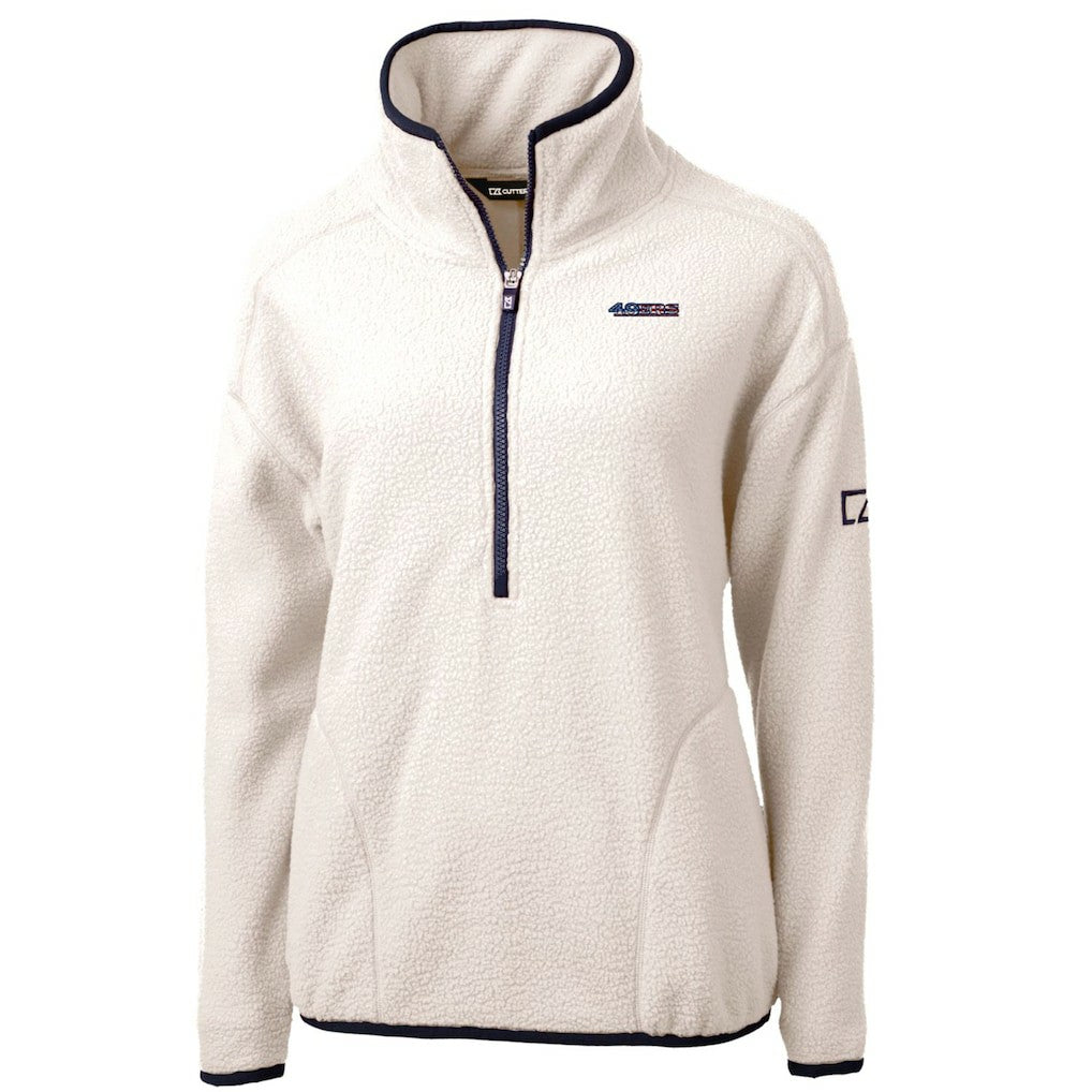 San Francisco 49ers Cutter & Buck Women's Americana Cascade Eco Sherpa Fleece Half-Zip Pullover Jacket - Cream - NFL