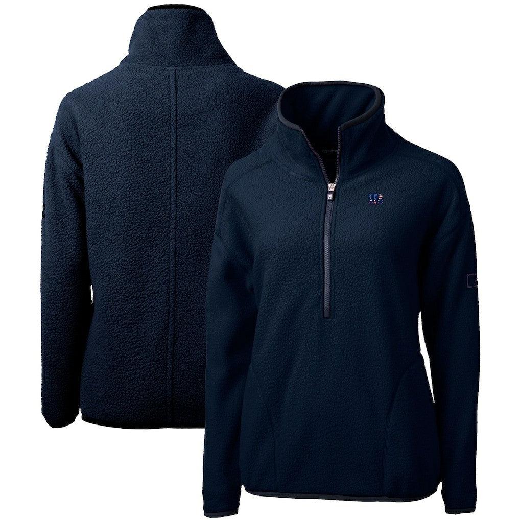 Cincinnati Bengals Cutter & Buck Women's Americana Cascade Eco Sherpa Fleece Half-Zip Pullover Jacket - Navy - NFL