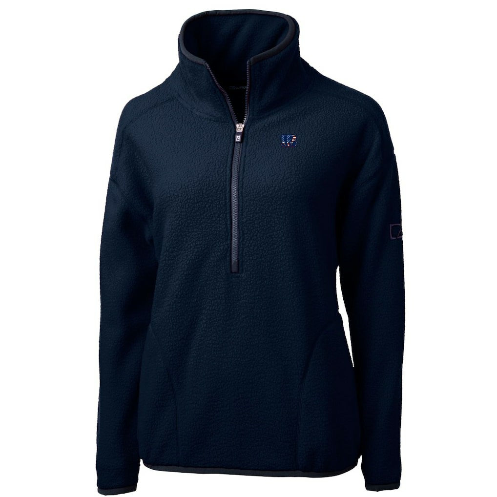 Cincinnati Bengals Cutter & Buck Women's Americana Cascade Eco Sherpa Fleece Half-Zip Pullover Jacket - Navy - NFL