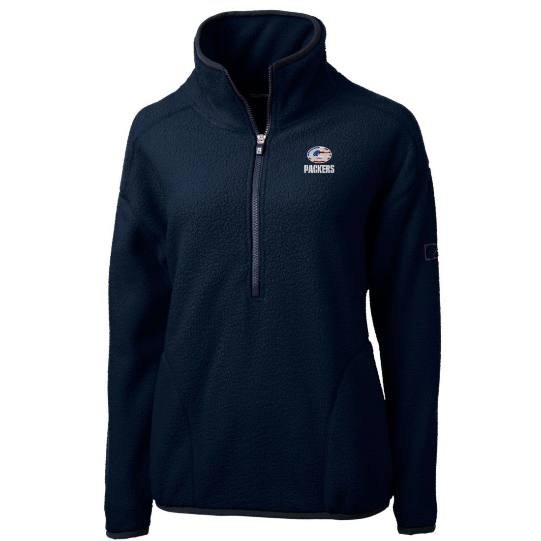 Green Bay Packers Cutter & Buck Women's Americana Cascade Eco Sherpa Fleece Half-Zip Pullover Jacket - Navy - NFL