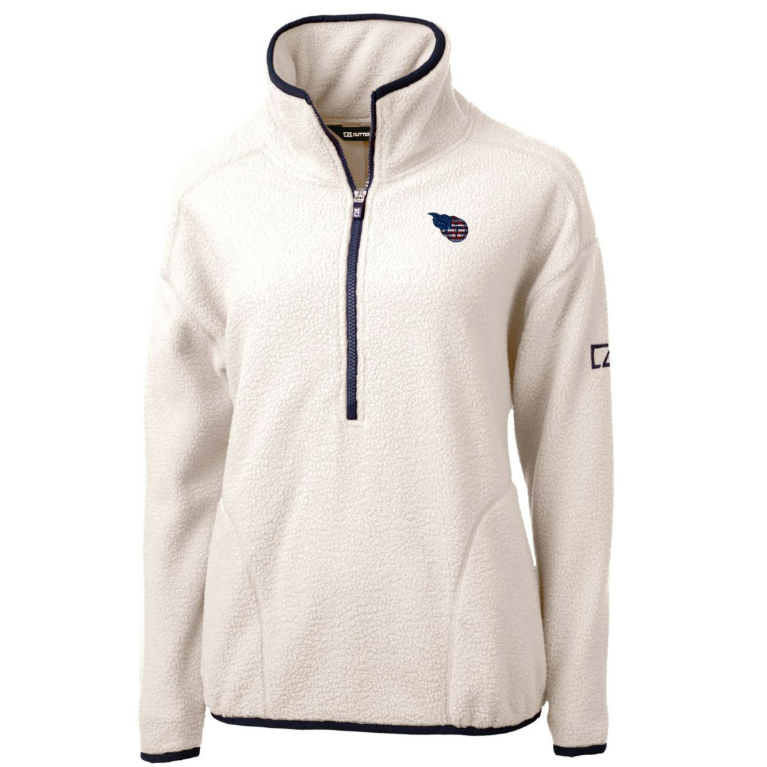 Tennessee Titans Cutter & Buck Women's Americana Cascade Eco Sherpa Fleece Half-Zip Pullover Jacket - Cream - NFL