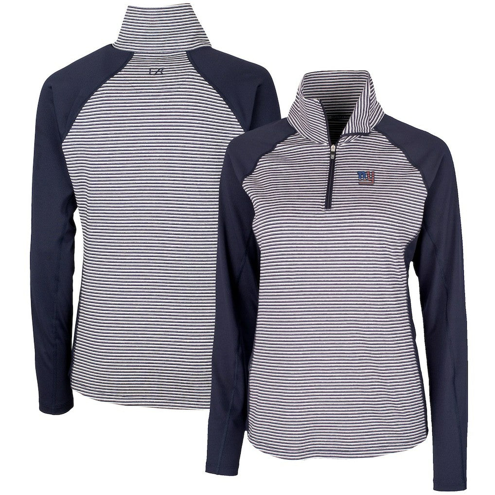 New York Giants Cutter & Buck Women's Forge Tonal Half-Zip Top - Navy - NFL