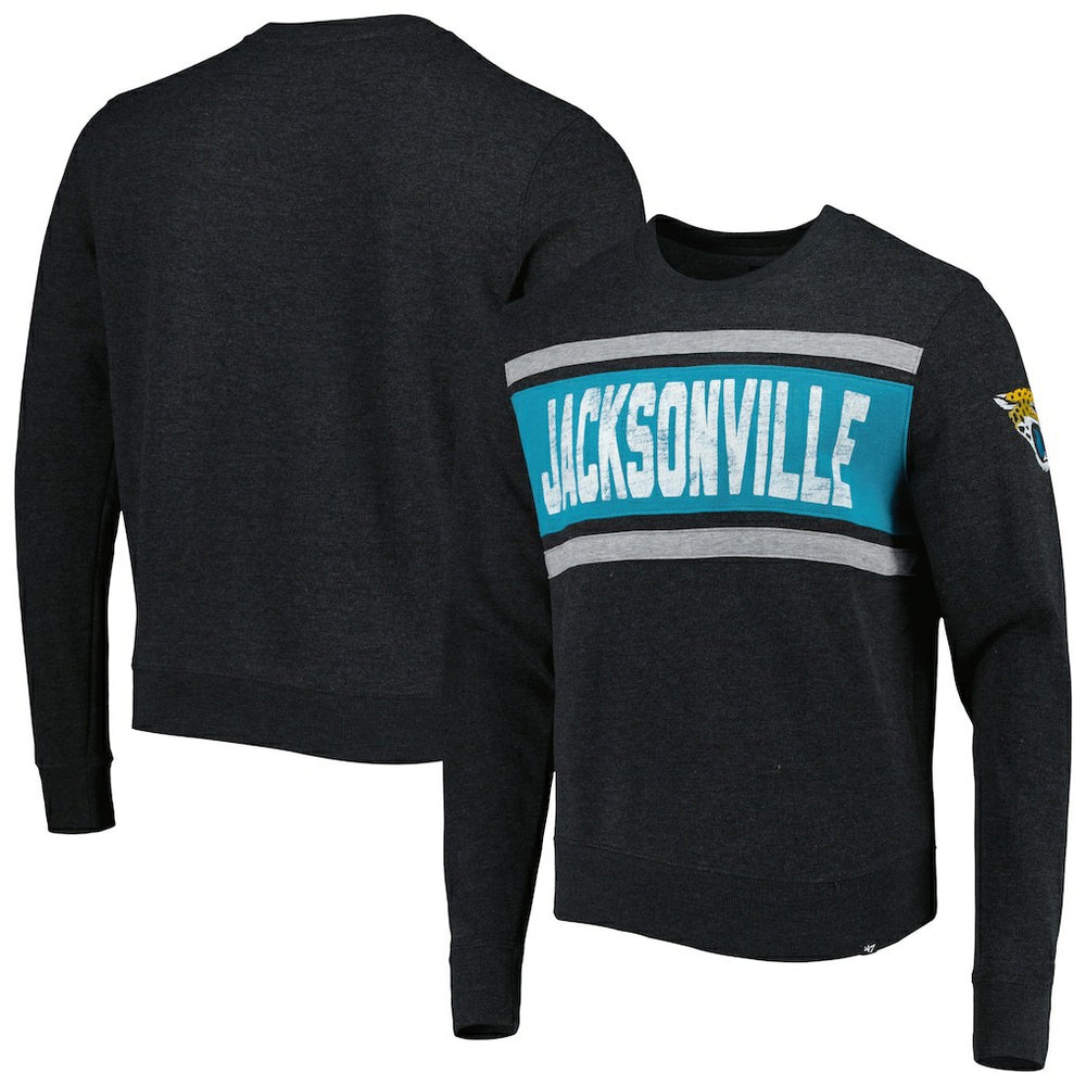 Jacksonville Jaguars '47 Bypass Tribeca Pullover Sweatshirt - Heathered Black - 47 brand
