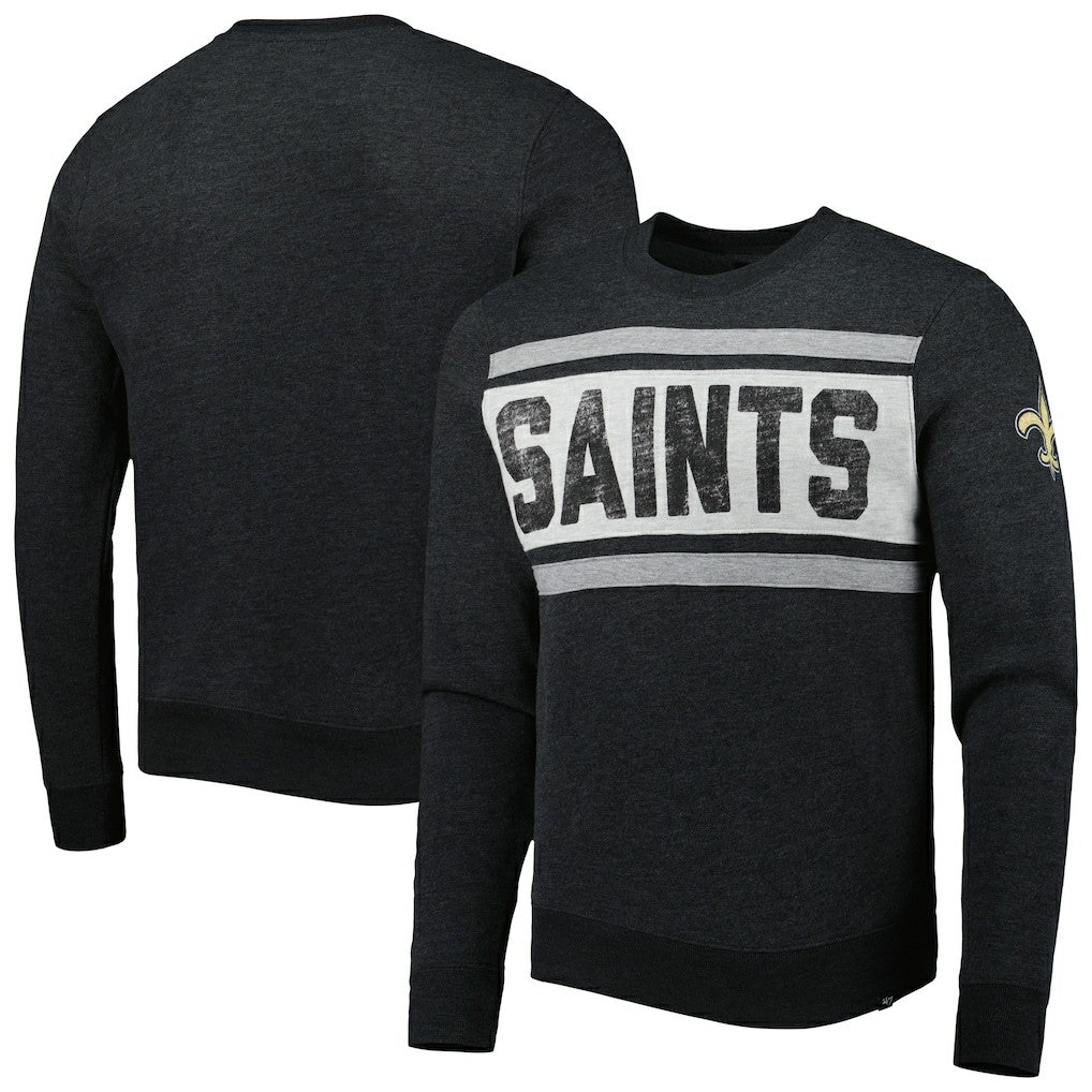 New Orleans Saints '47 Bypass Tribeca Pullover Sweatshirt - Heathered Black - 47 brand
