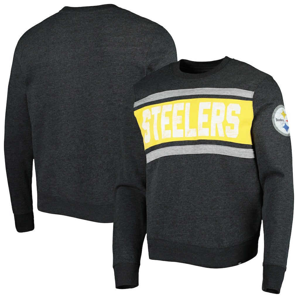 Pittsburgh Steelers '47 Bypass Tribeca Pullover Sweatshirt - Heathered Black - 47 brand