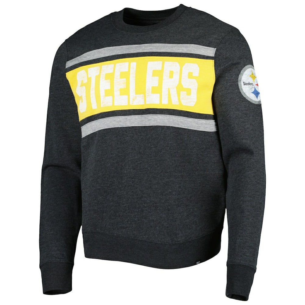 Pittsburgh Steelers '47 Bypass Tribeca Pullover Sweatshirt - Heathered Black - 47 brand