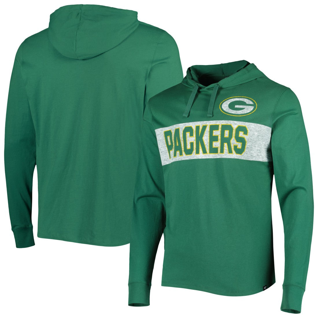 Green Bay Packers '47 Field Franklin Hooded Long Sleeve T-Shirt - Green - 47 brand
