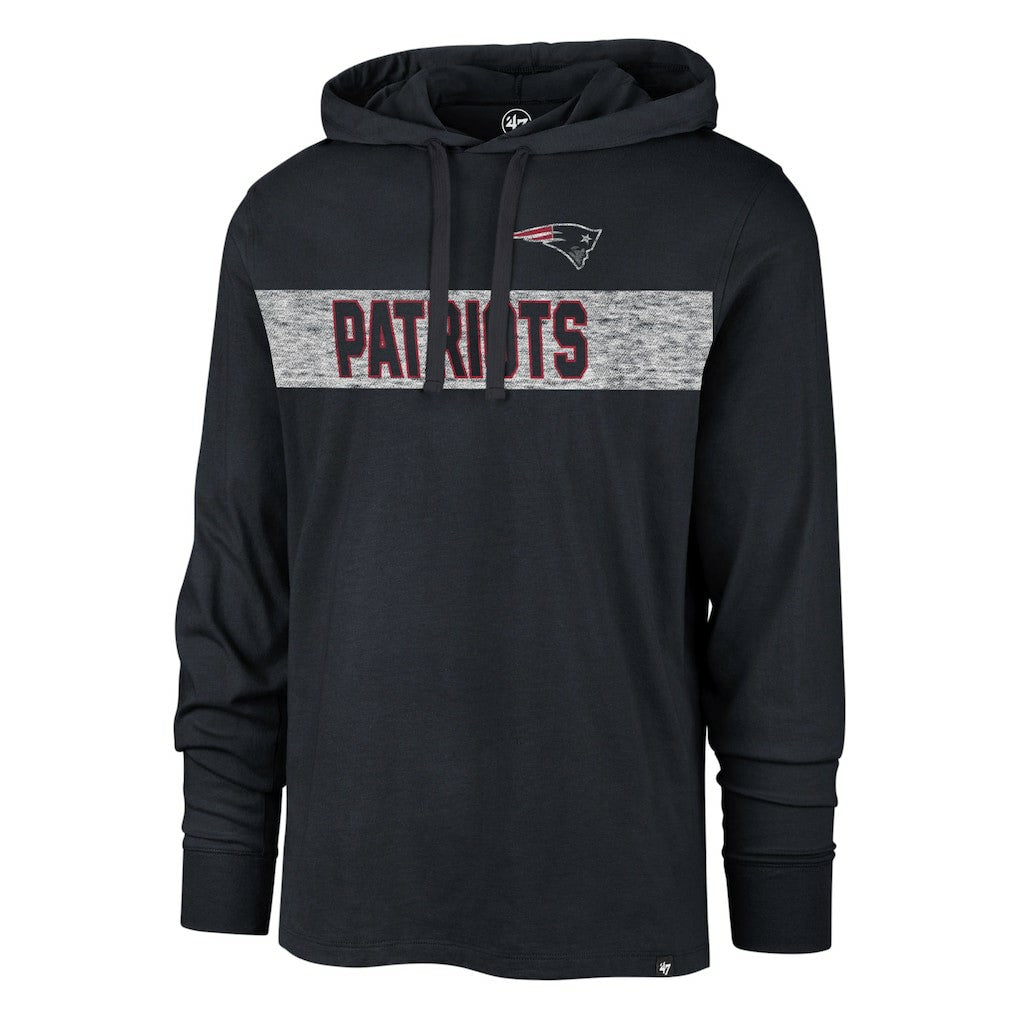 New England Patriots '47 Field Franklin Hooded Long Sleeve T-Shirt - Navy - 47 brand