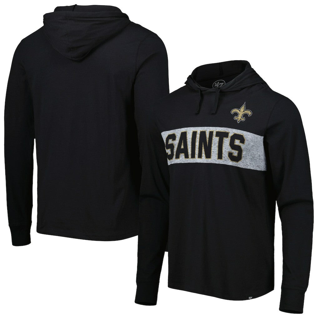 New Orleans Saints '47 Field Franklin Hooded Long Sleeve T-Shirt - Black - 47 brand