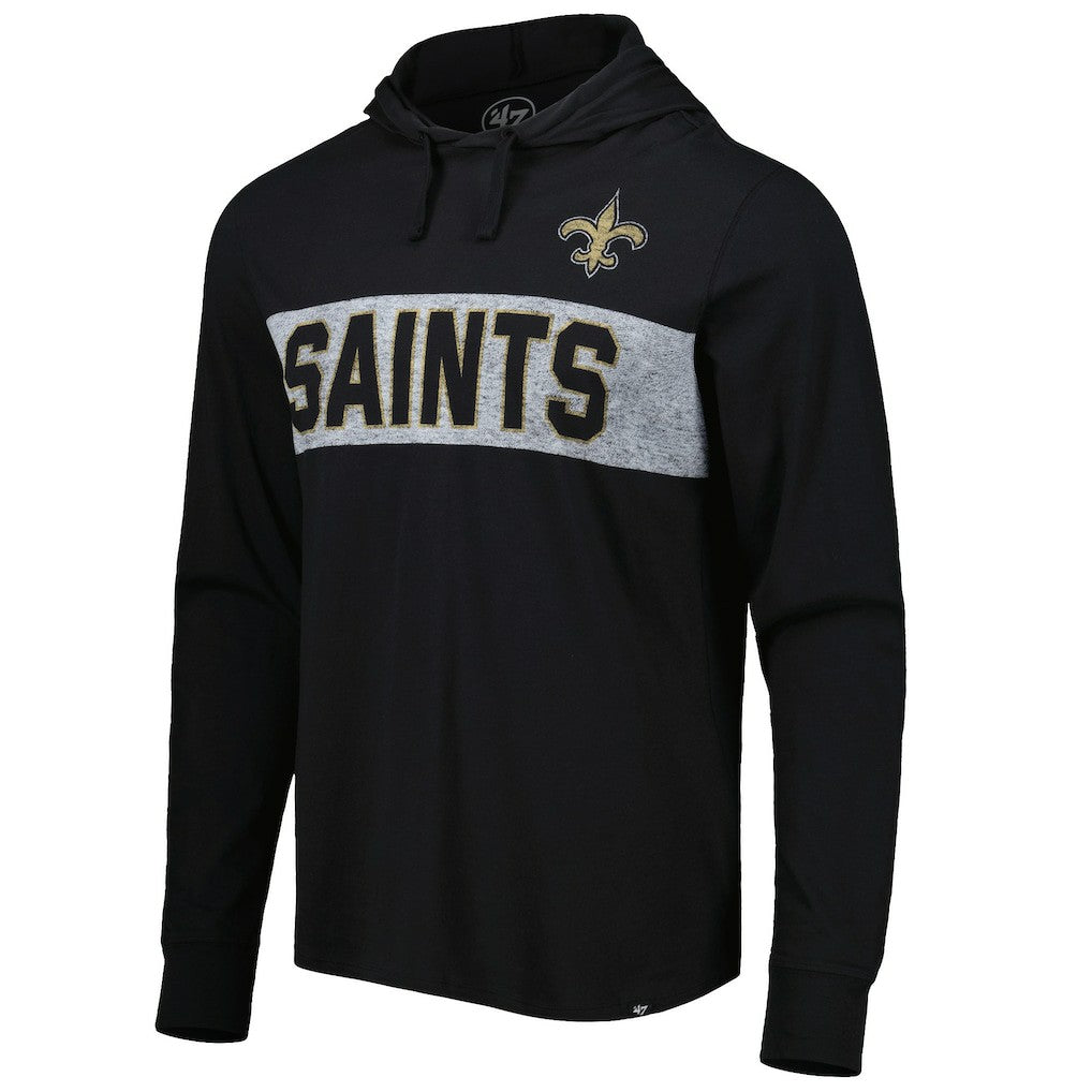 New Orleans Saints '47 Field Franklin Hooded Long Sleeve T-Shirt - Black - 47 brand