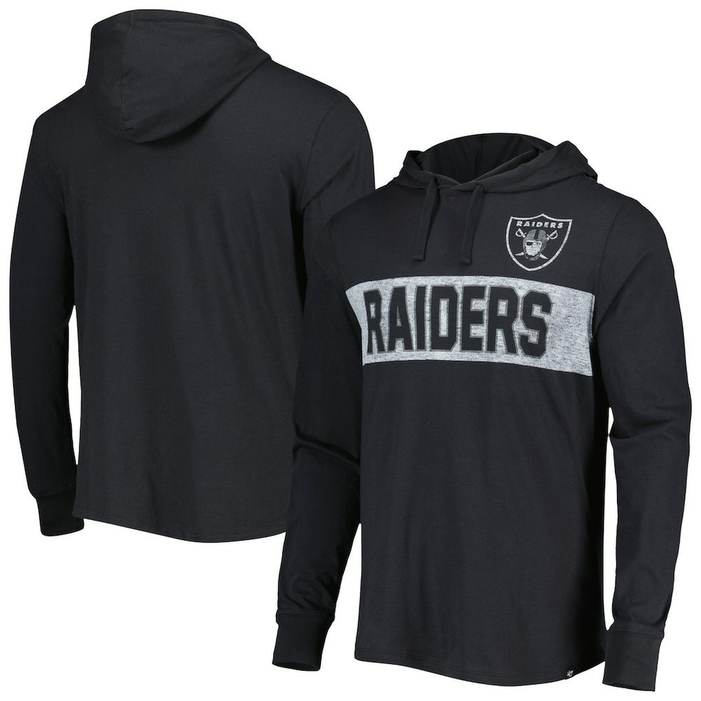 Las Vegas Raiders '47 Field Franklin Hooded Long Sleeve T-Shirt - Black - 47 brand
