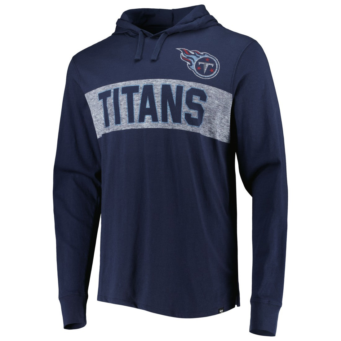 Tennessee Titans '47 Field Franklin Hooded Long Sleeve T-Shirt - Navy - 47 brand