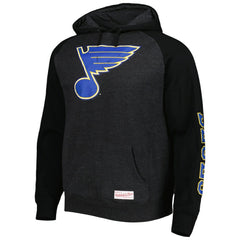 St. Louis Blues Mitchell & Ness Distressed Logo Raglan Pullover Hoodie - Heather Black | NHL near me