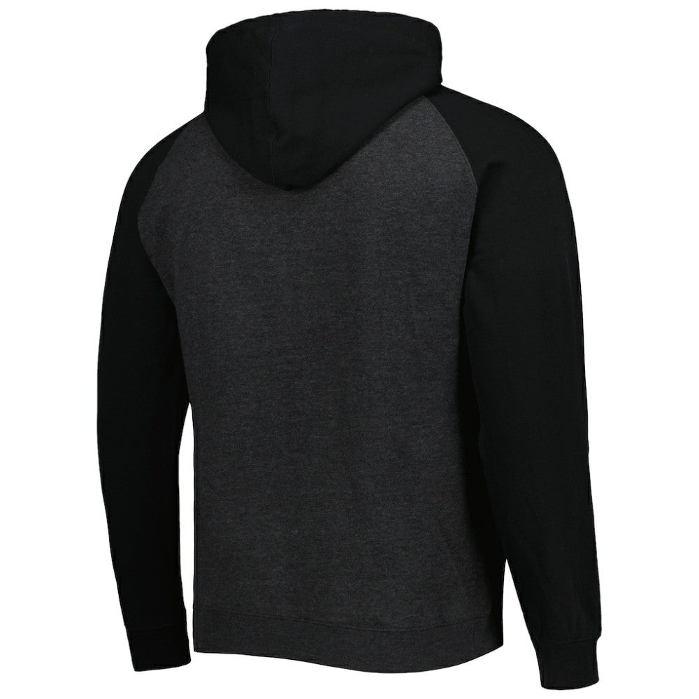 St. Louis Blues Mitchell & Ness Distressed Logo Raglan Pullover Hoodie - Heather Black | NHL near me