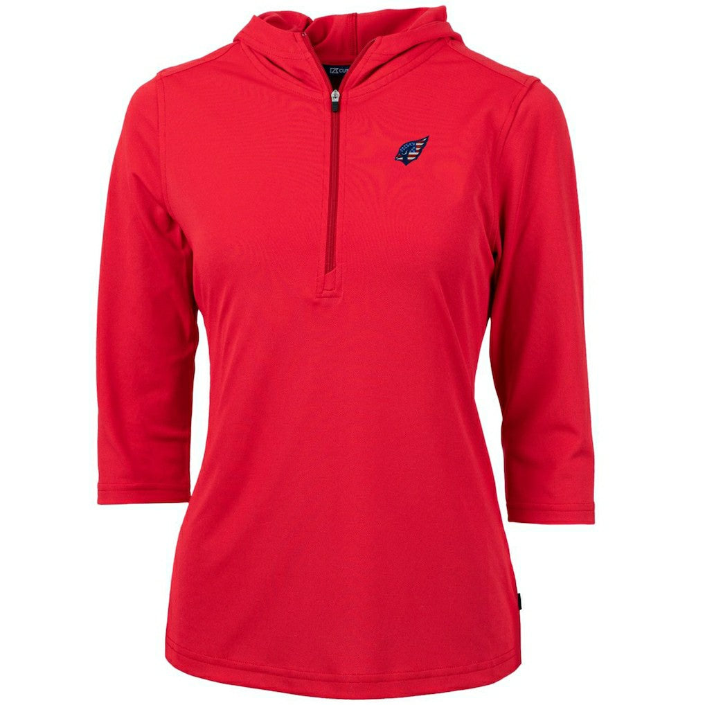 Arizona Cardinals Cutter & Buck Women's Virtue Eco Pique 3/4 Sleeve Half-Zip Pullover Hoodie - Red - NFL