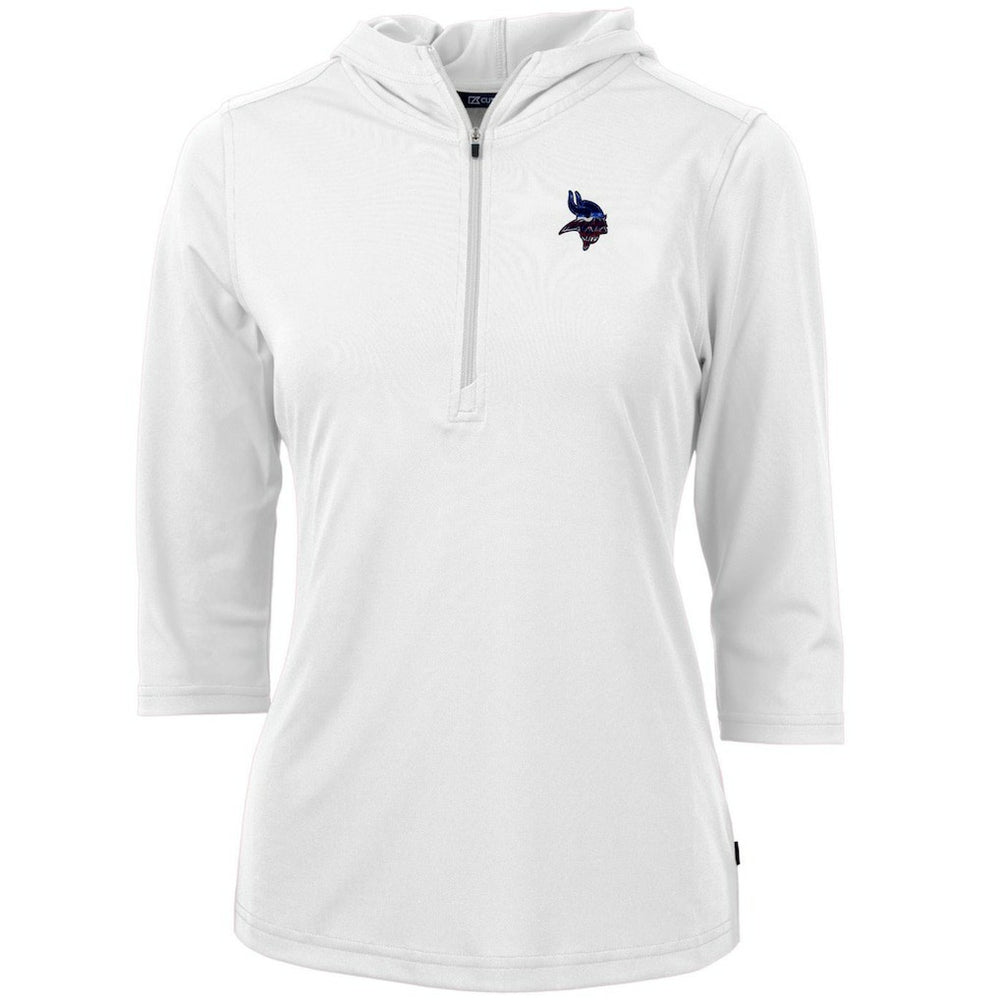 Minnesota Vikings Cutter & Buck Women's Virtue Eco Pique 3/4 Sleeve Half-Zip Pullover Hoodie - White - NFL