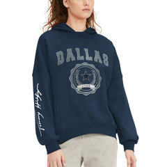 Dallas Cowboys Tommy Hilfiger Women's Becca Dropped Shoulders Pullover Hoodie - Navy - NFL